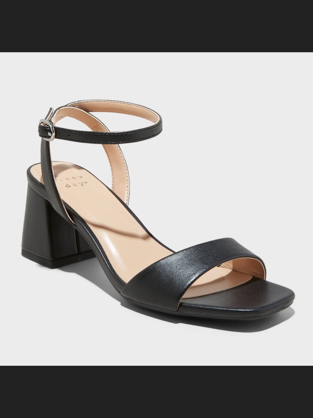 a new day Black Ankle-Strap Block Heel Sandals
